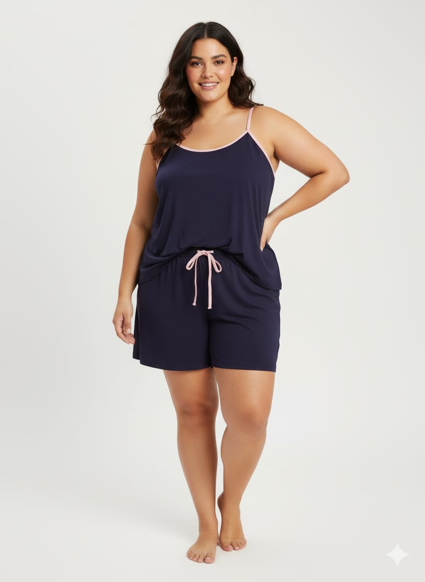 PIJAMA FEMININO AZUL MARINHO