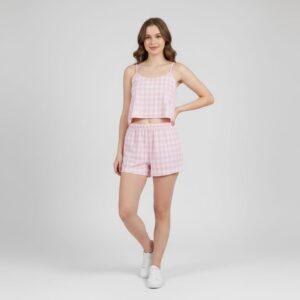 PIJAMA ALÇINHA XADREZ CROPPED